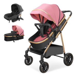 Portable Reversible Toddler Folding 3 in 1 Baby Stroller pink