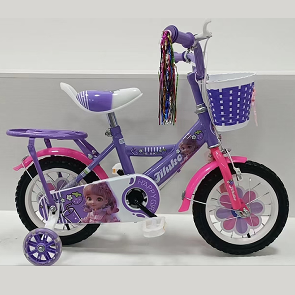 Size 12 Kids bike for girls with removable training wheels 2-5 years Purple