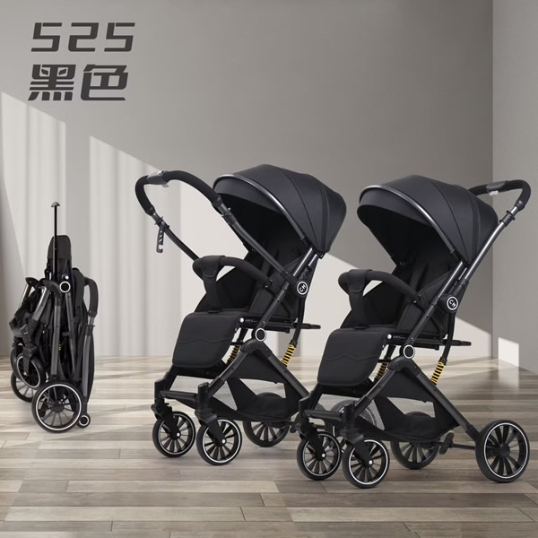 Reversible Pushchair Baby Stroller Eva Wheels Luxury Baby Carriage Stroller Black