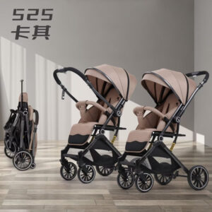 Reversible Pushchair Baby Stroller Eva Wheels Luxury Baby Carriage Stroller Khaki